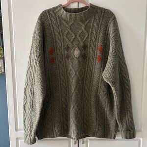 Carraig Donn Mens Sweater Irish Wool Fisherman Cable Knit Hand Knit Pullover